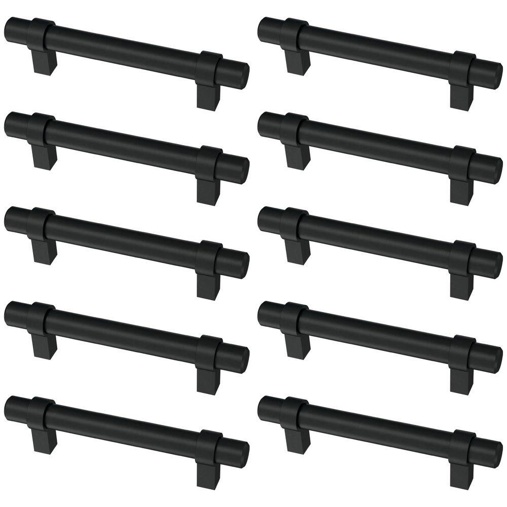 10-Pack Simple Wrapped Bar 3-3/4 in. (96 mm) Classic Matte Black Cabinet Drawer Pulls - Hercitys