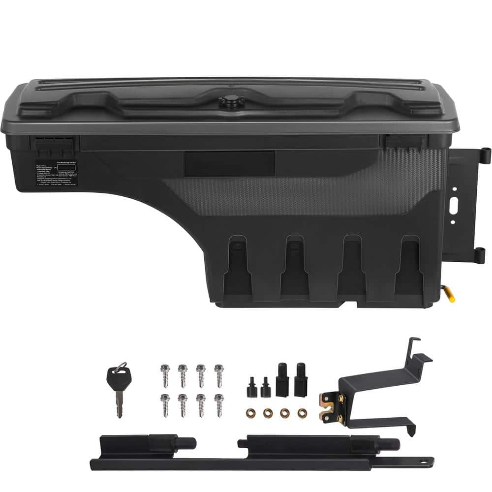 28 in. ABS Truck Bed Storage Box 6.6 Gal. Passenger Side Truck Tool Box for Silverado 1500 GMC Sierra 1500 2019-21,Black - Hercitys