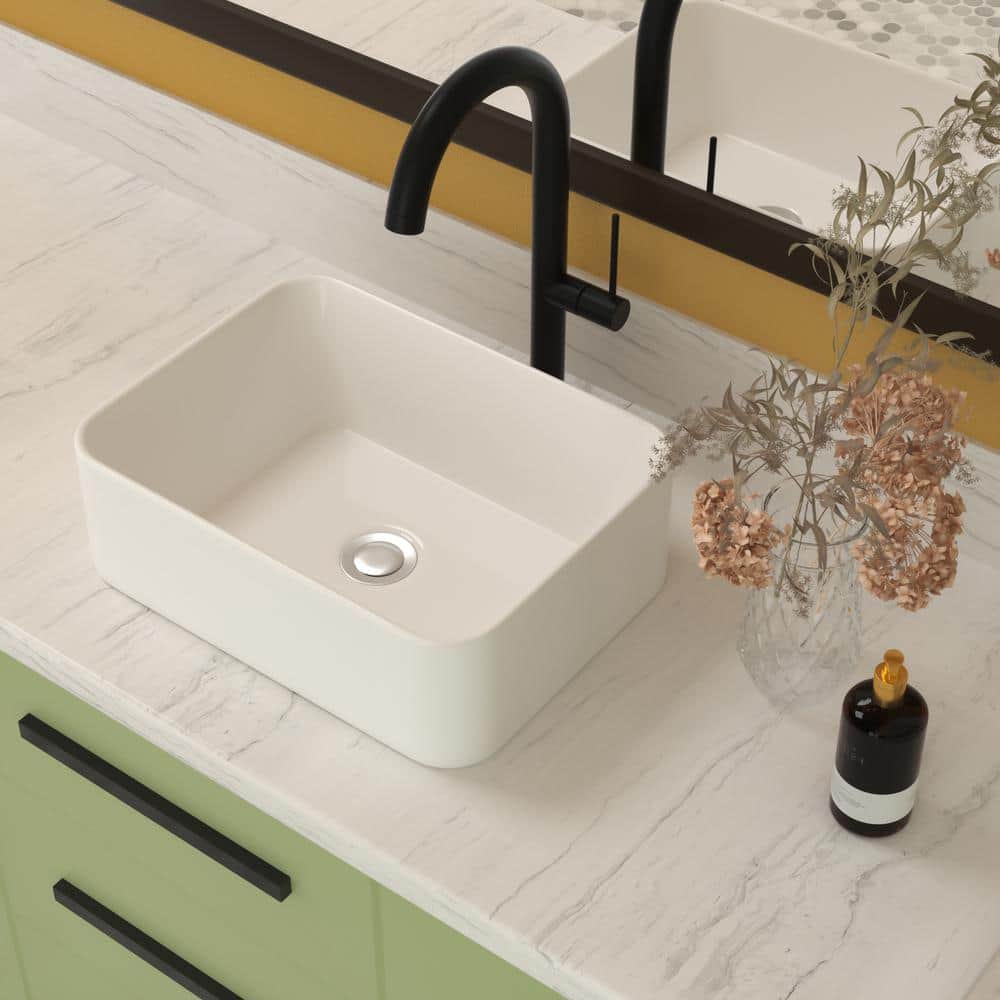 16 in. Framhouse Single Bowl in White Ceramic Rectangular Vessel Bathroom Sink, Modern 16″x 12″ Framhouse Kitchen Sink - Hercitys