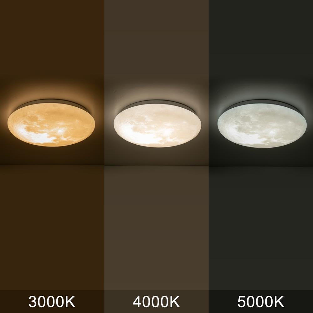 15 in. Dimmable Moon LED Flush Mount Ceiling Light - Hercitys