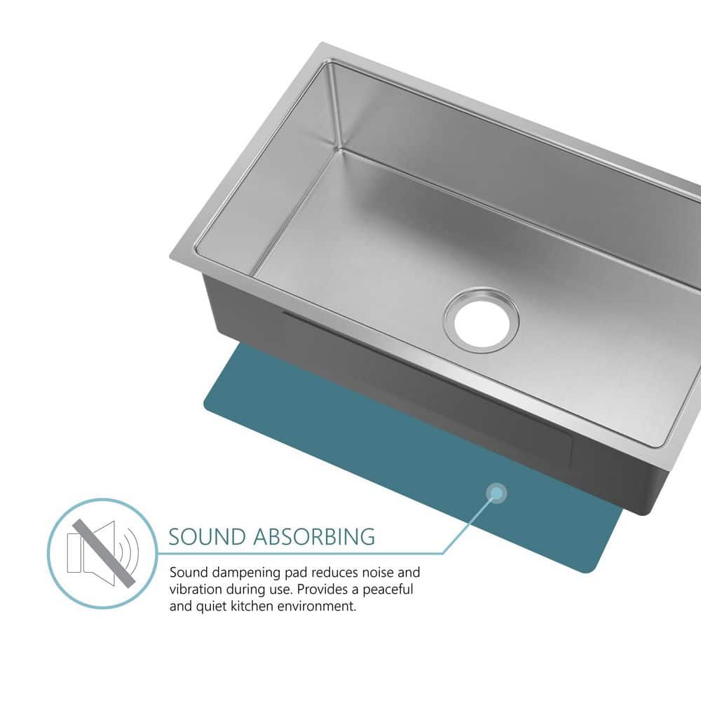 31 in. Single Bowl 18-Gauge Stainless Steel Small Radius Undermount Kitchen Sink - Hercitys