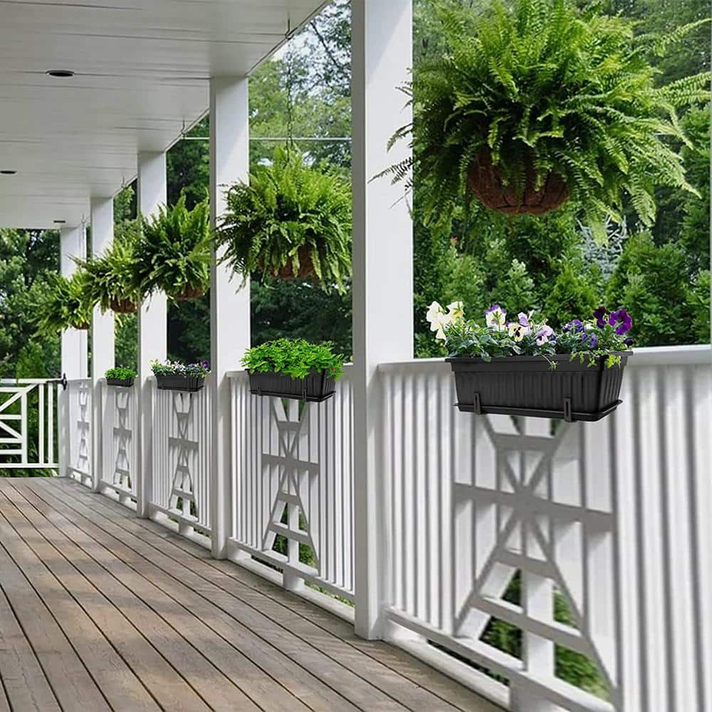 16.9 in. x 7.48 in. L Rectangle Planters for Indoor Plants Vegetable Flower Herb Window Boxes Plastic (6-Pack) - Hercitys