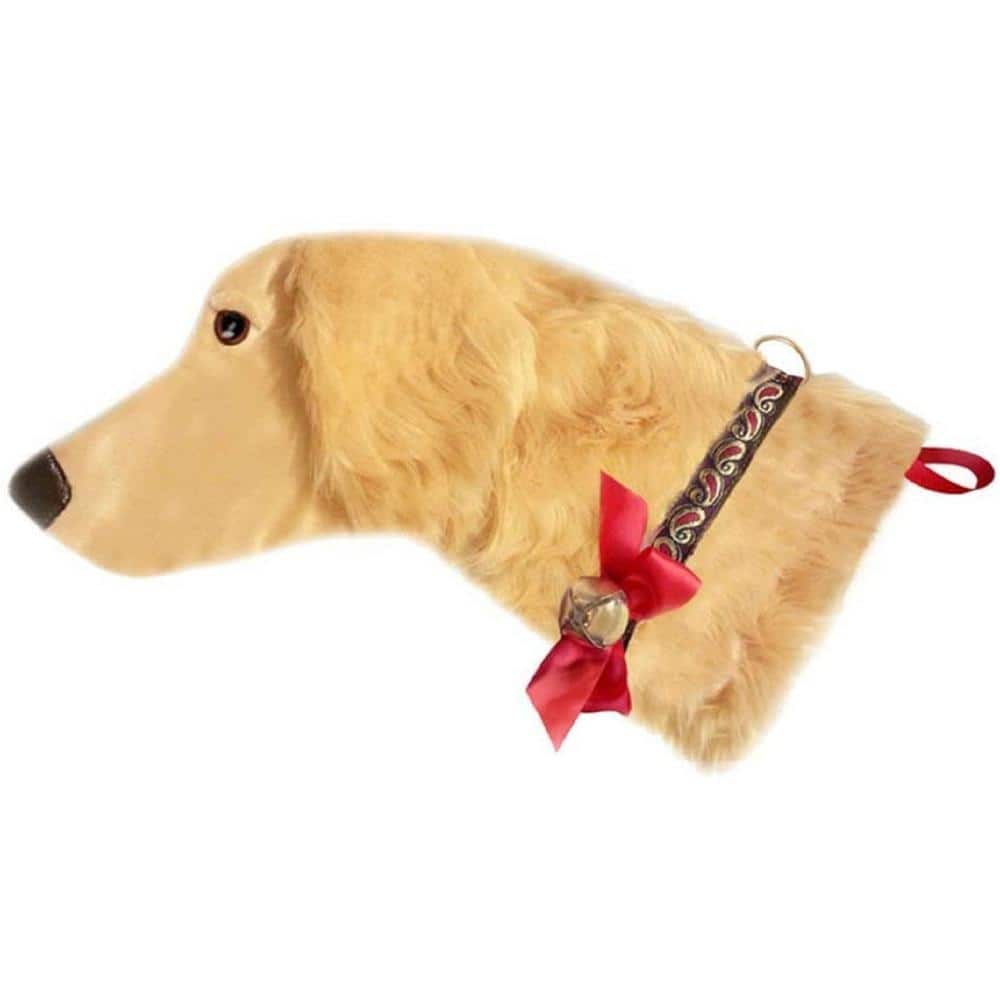22 in. Golden Retriever Dog Faux Fur Christmas Stocking - Hercitys