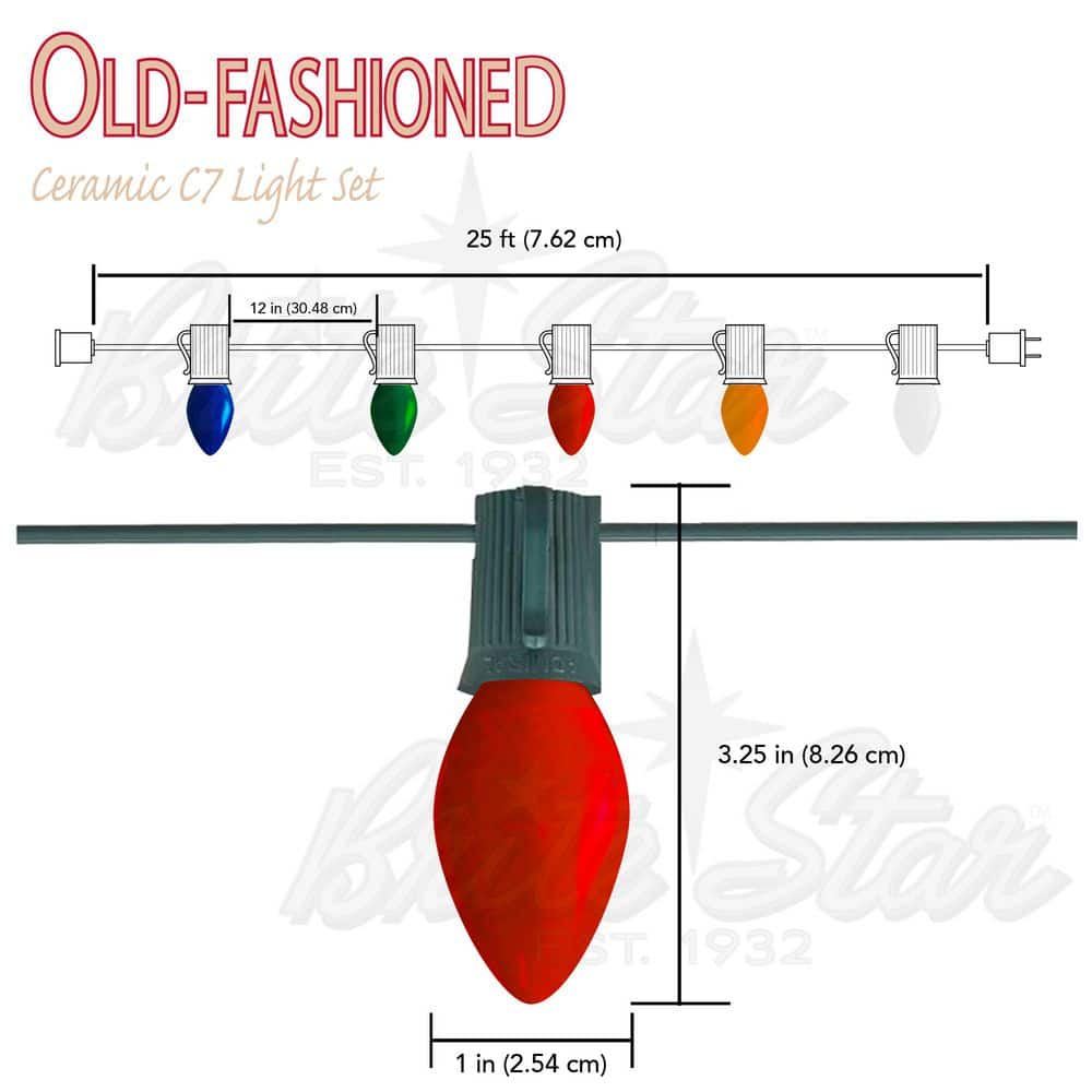 25 ft. 25-Count Old Fashioned Frosted White Incandescent Christmas String Lights - Hercitys