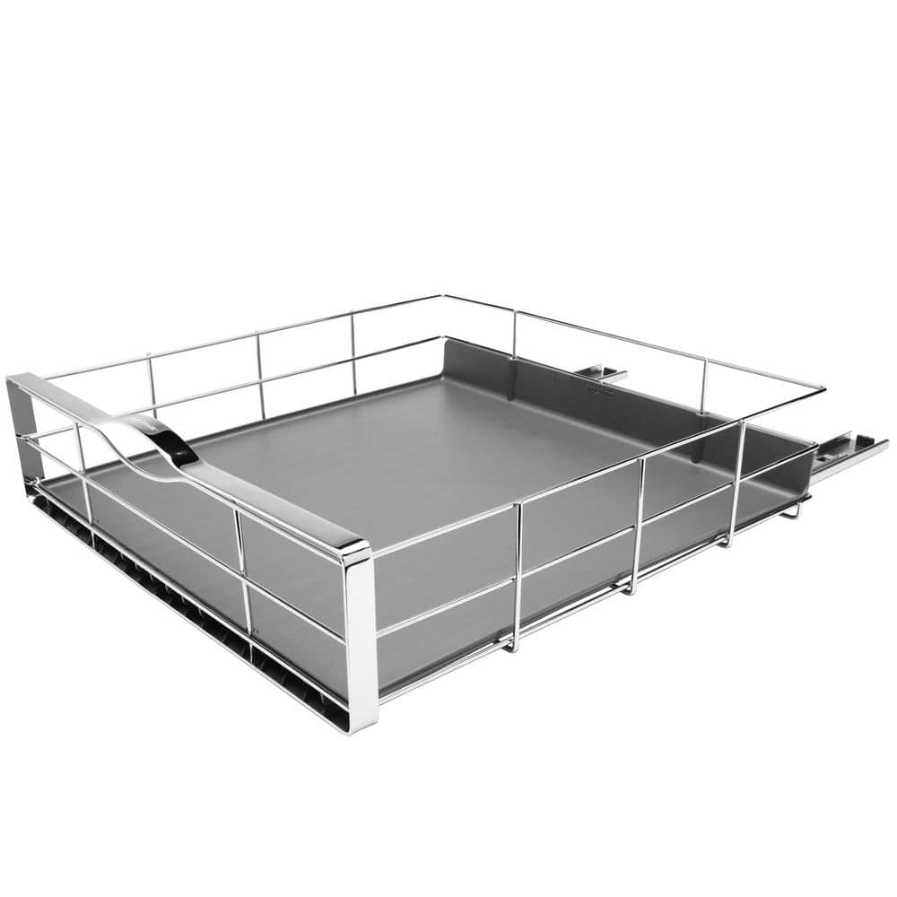 20″ Pull-Out Kitchen Cabinet Organizer – Stainless Steel Frame - Hercitys