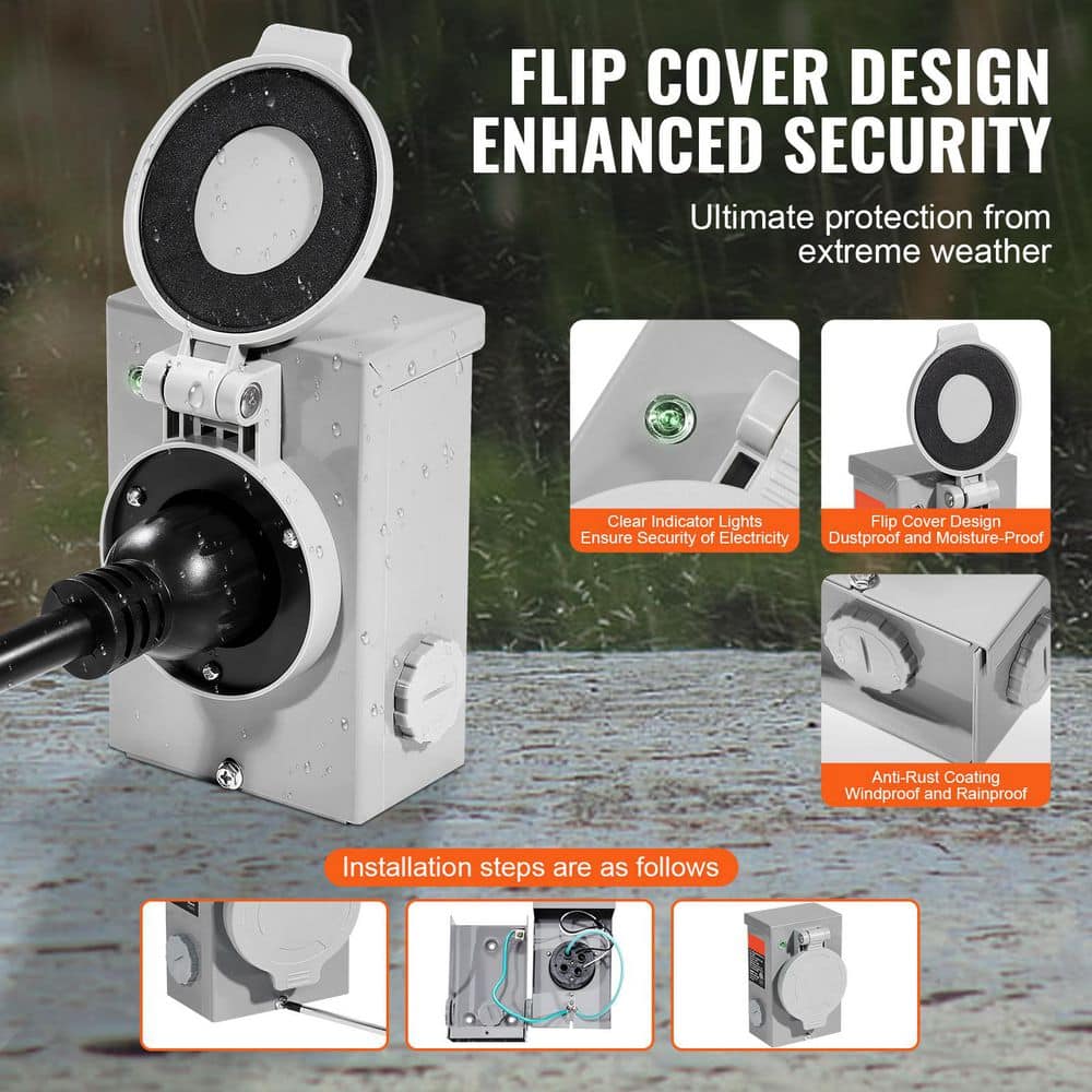 25 ft., STW 30 Amp, 125-Volt, L14-30P/L14-30R Generator Extension Cord, 10 AWG Generator Power Extension Cord - Hercitys