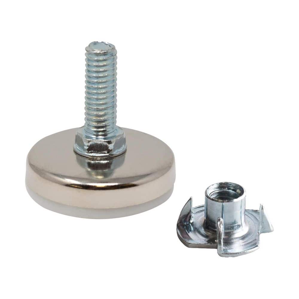 (50-Pack) Titan Nickel-White Hex Base 3/8-16 Thread x 1 in. L Stem Furniture Replacement Leveler with Insert Pro Pack - Hercitys