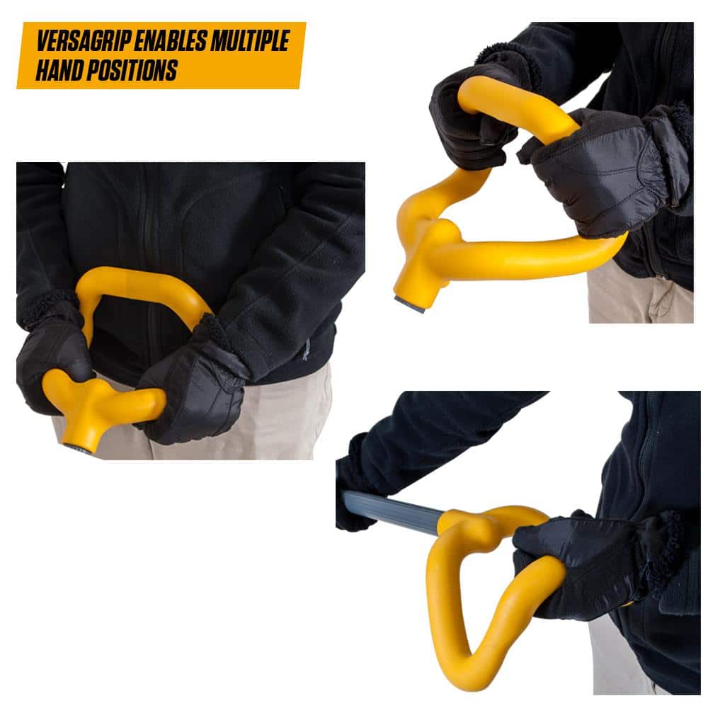 41.25 in. Handle Steel Snow Shovel and 26 in. Plastic Blade Versa Grip Combo and Pusher with Steel Strips - Hercitys