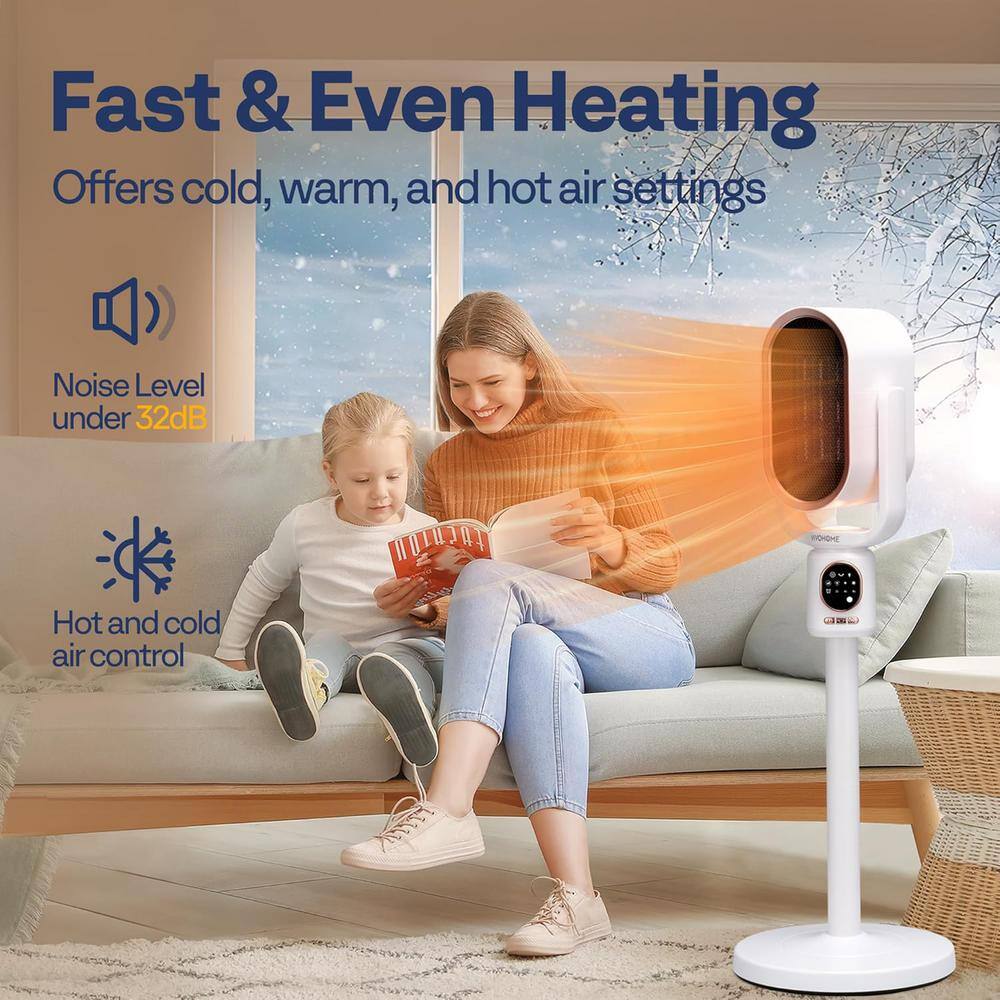 1200-Watt 30 in. Electric 3D Oscillating Ceramic Convection Space Heater with Remote, Timer and Night Light - Hercitys