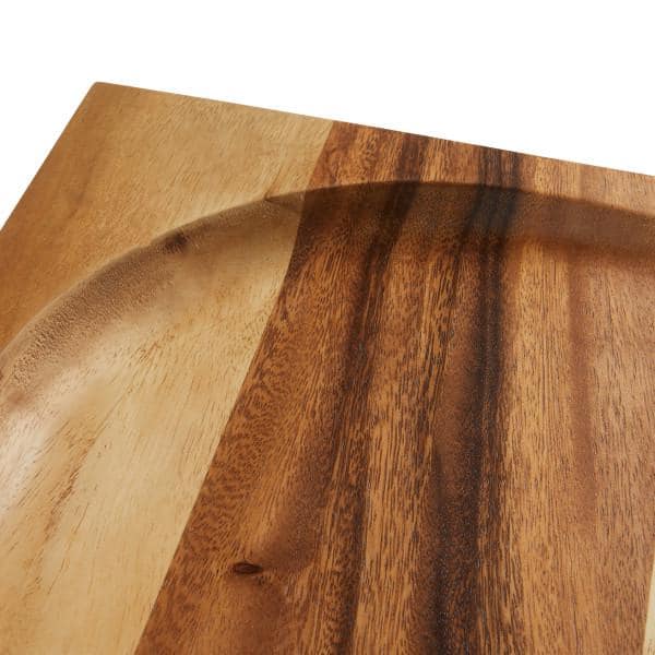 24 in. W x 1.5 in. H x 14 in. D Rectangle Brown Wood Serving Trays with Raised Edge - Hercitys