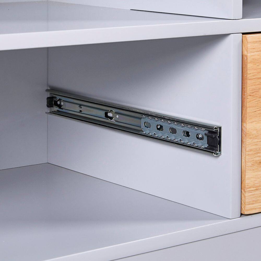 2-Sided Rolling Kitchen Cart with Wheels, Wood Top, Wine and Spice Rack, 2-Drawers, 3-Open Compartments in Blue - Hercitys