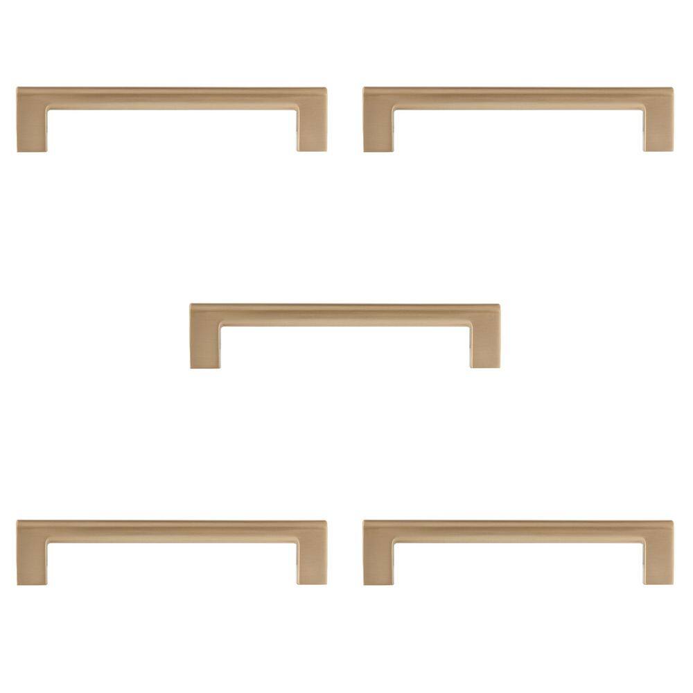 5-Pack Vail 6 in. (152 mm) Center-to-Center Modern Satin Brass Bar Drawer Pull - Hercitys