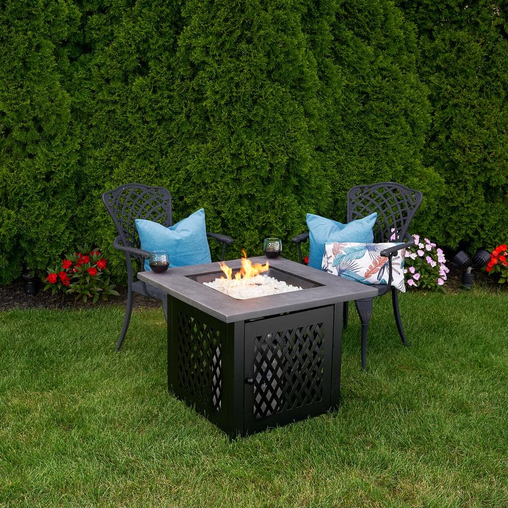 30 in. W x 24 in. H Square Metal Brown and Black Fire Pit Table - Hercitys