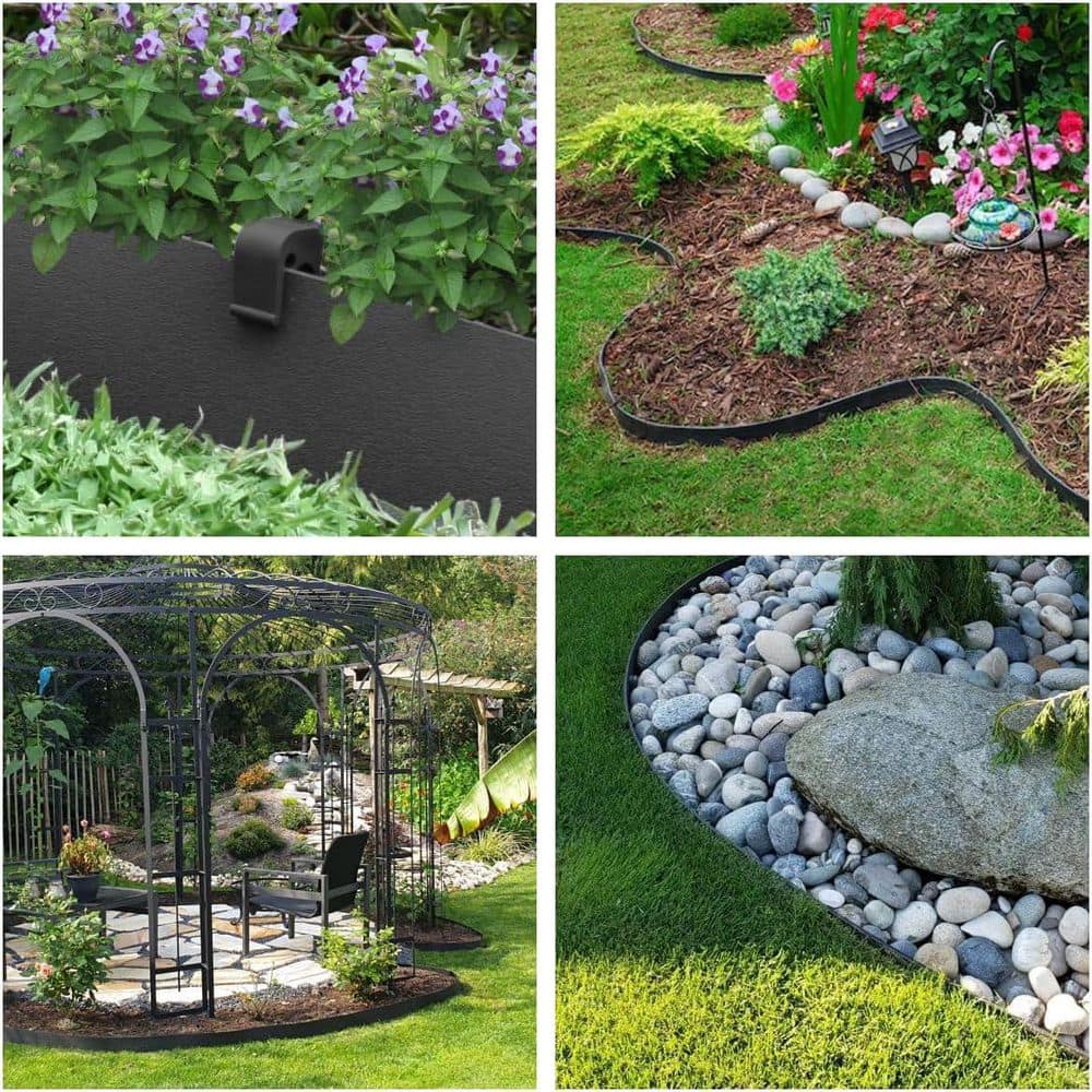 40 ft. Flexible Garden Edging with 12 Stakes, 5in Tall, UV-Resistant, Recycled HDPE - Hercitys