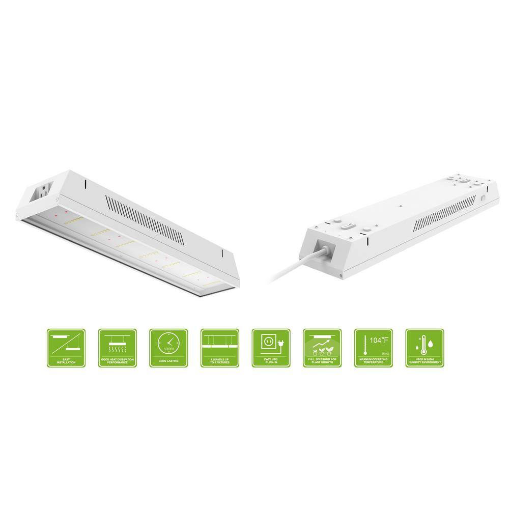 2 ft. 100-Watt White Full Spectrum LED Linkable Plant Grow Light Daylight - Hercitys