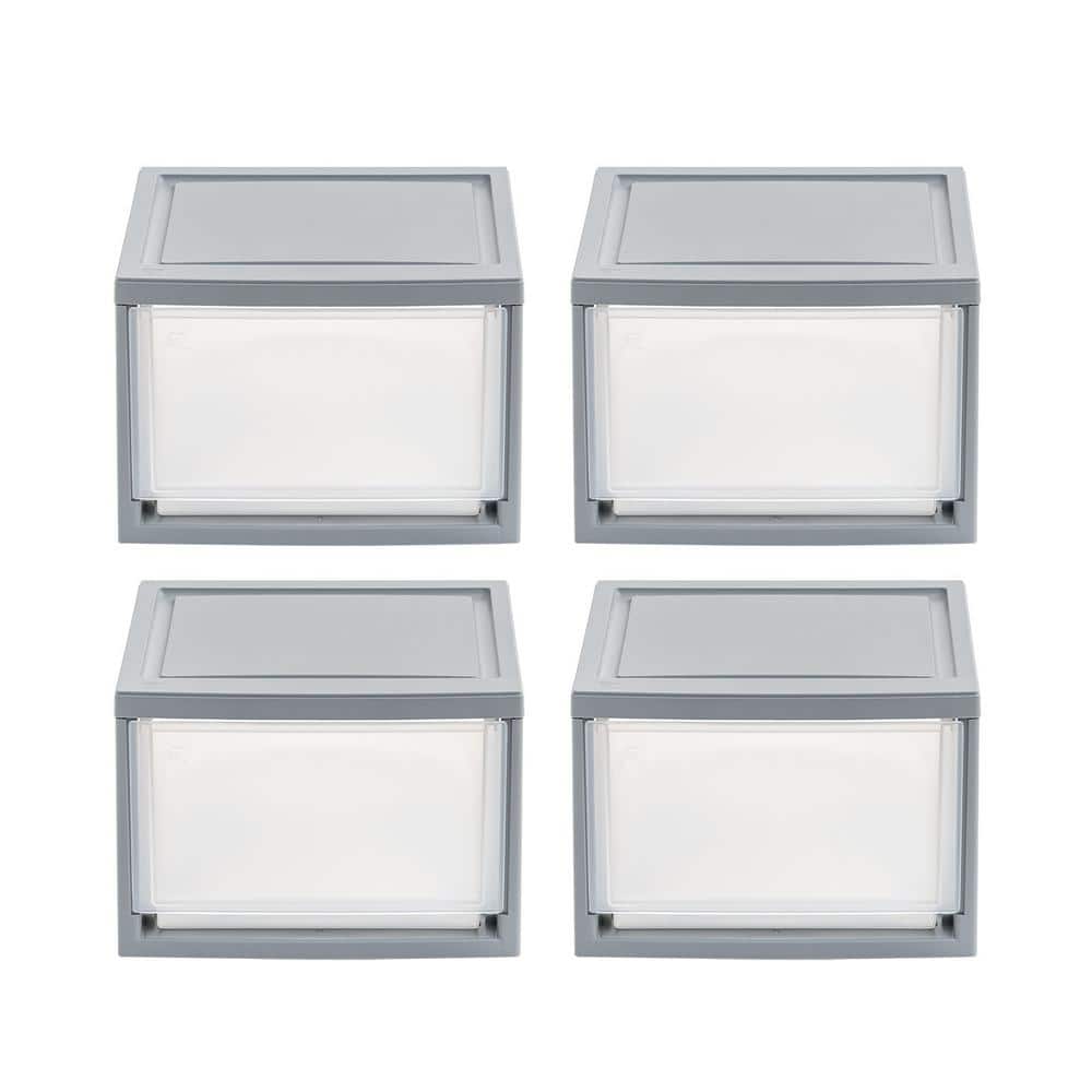 11.88 in. W x 8.13 in. H Gray Stackable Storage Drawer, Single Drawer (4-Pack) - Hercitys