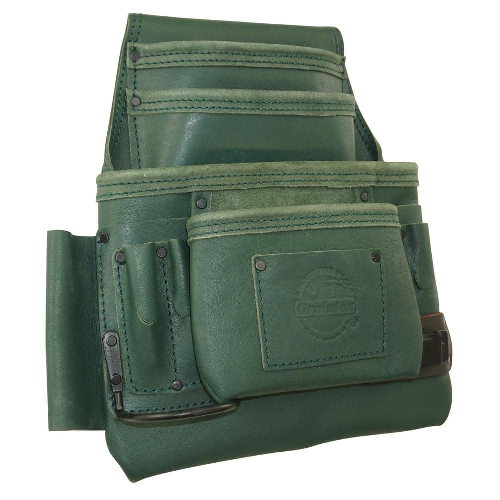 10-Pocket Leather Top Grain Nail and Tool Pouch - Hercitys