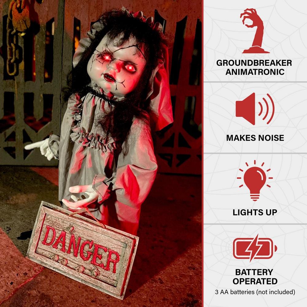 29 in. Animatronic Haunted Victorian Child Groundbreaker Halloween Prop - Hercitys