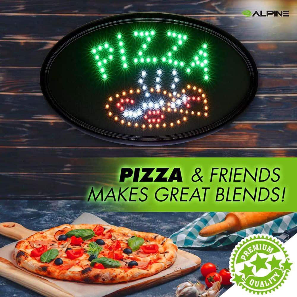23 in. x 14 in. LED Oval Pizza Sign - Hercitys
