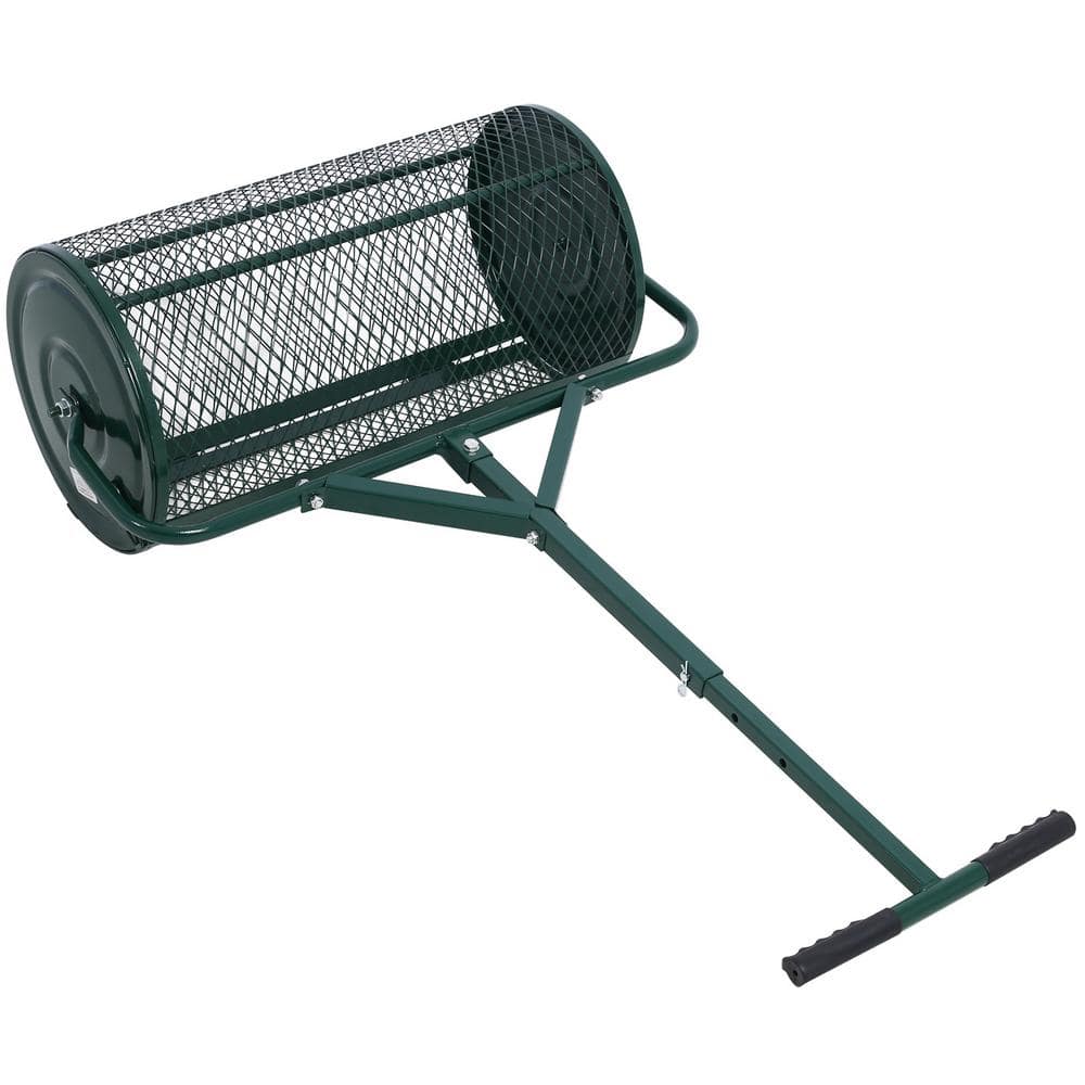 24 in. Peat Moss Spreader Compost Spreader Metal Mesh, T shaped Handle for Planting Seeding - Hercitys