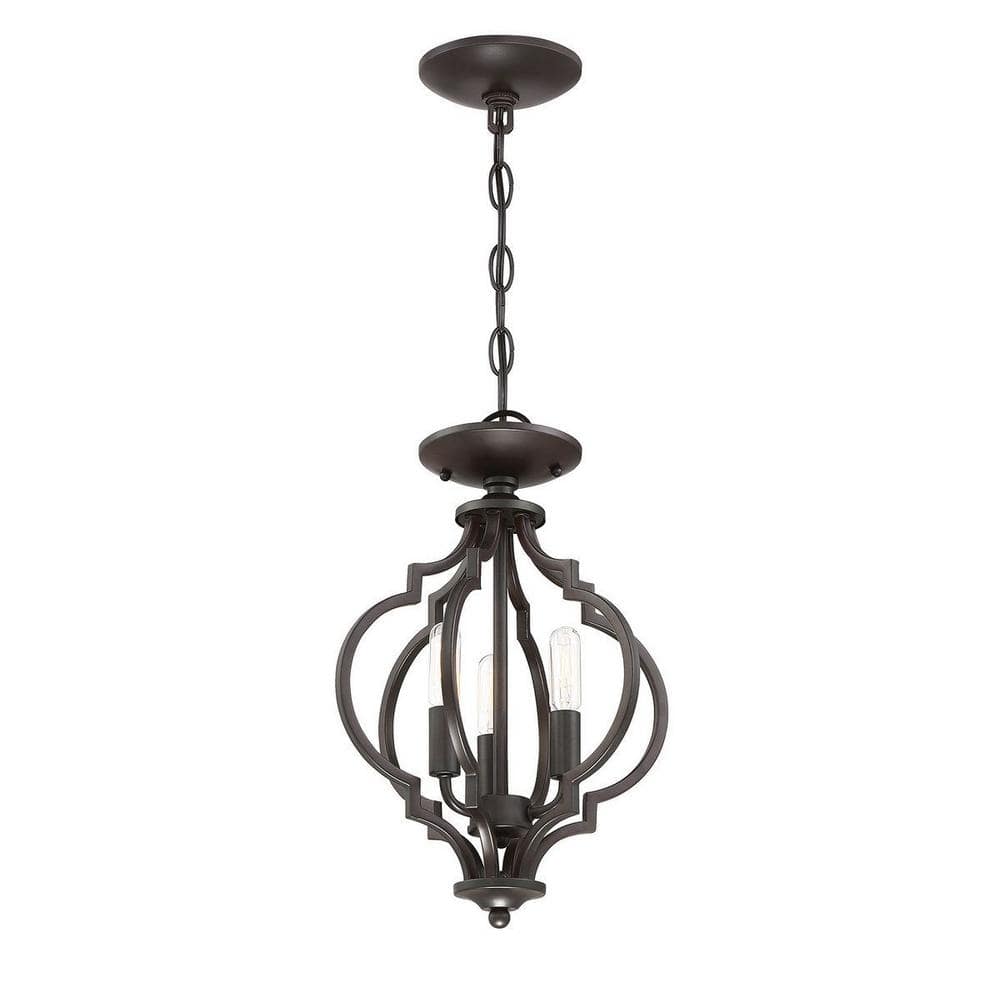 11 in. W x 16 in. H, 3-Light Ceiling Light in Oil Rubbed Bronze Semi- Flush Mount - Hercitys