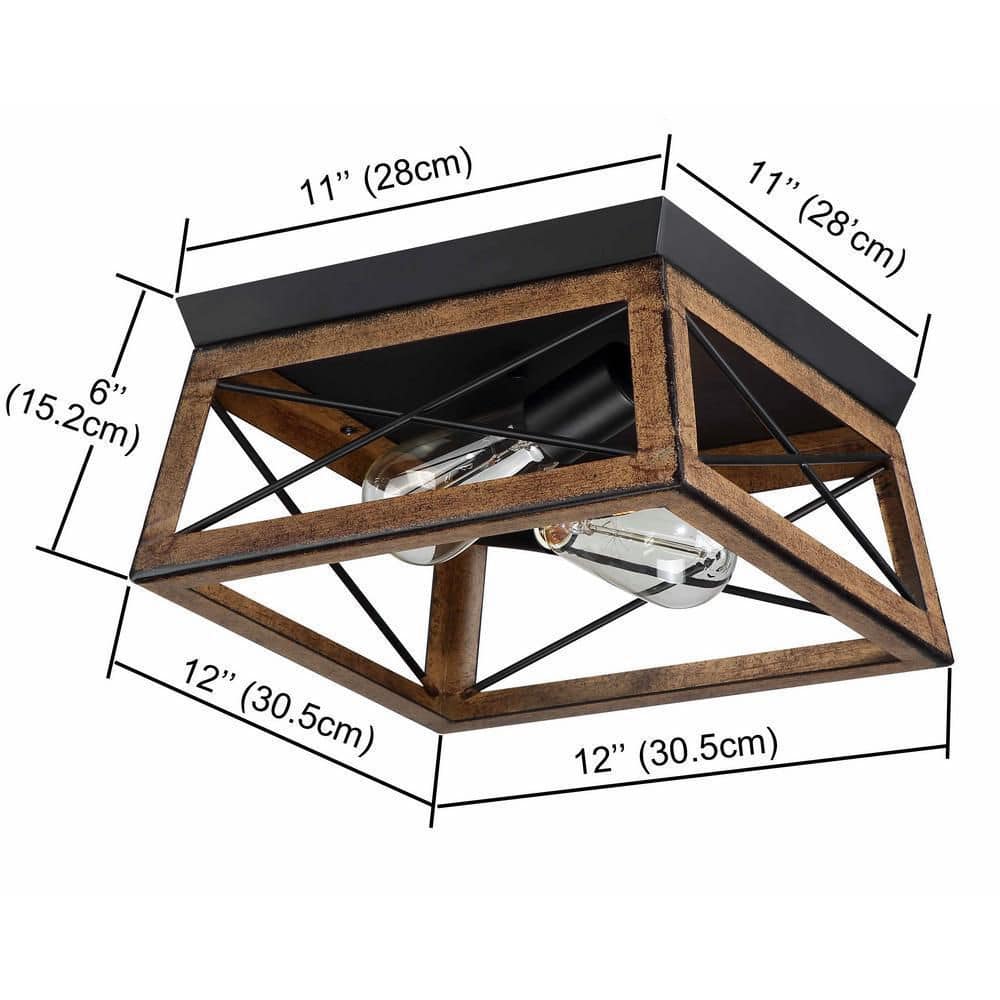 12 in. 2-Lights Bronze Ceiling Smart Flush Mount (1-Pack) - Hercitys