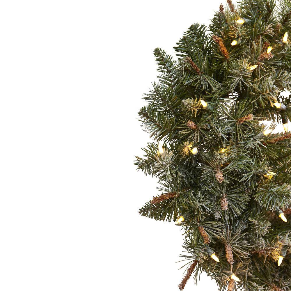 30 in. Lighted Frosted Pine Artificial Wreath - Hercitys
