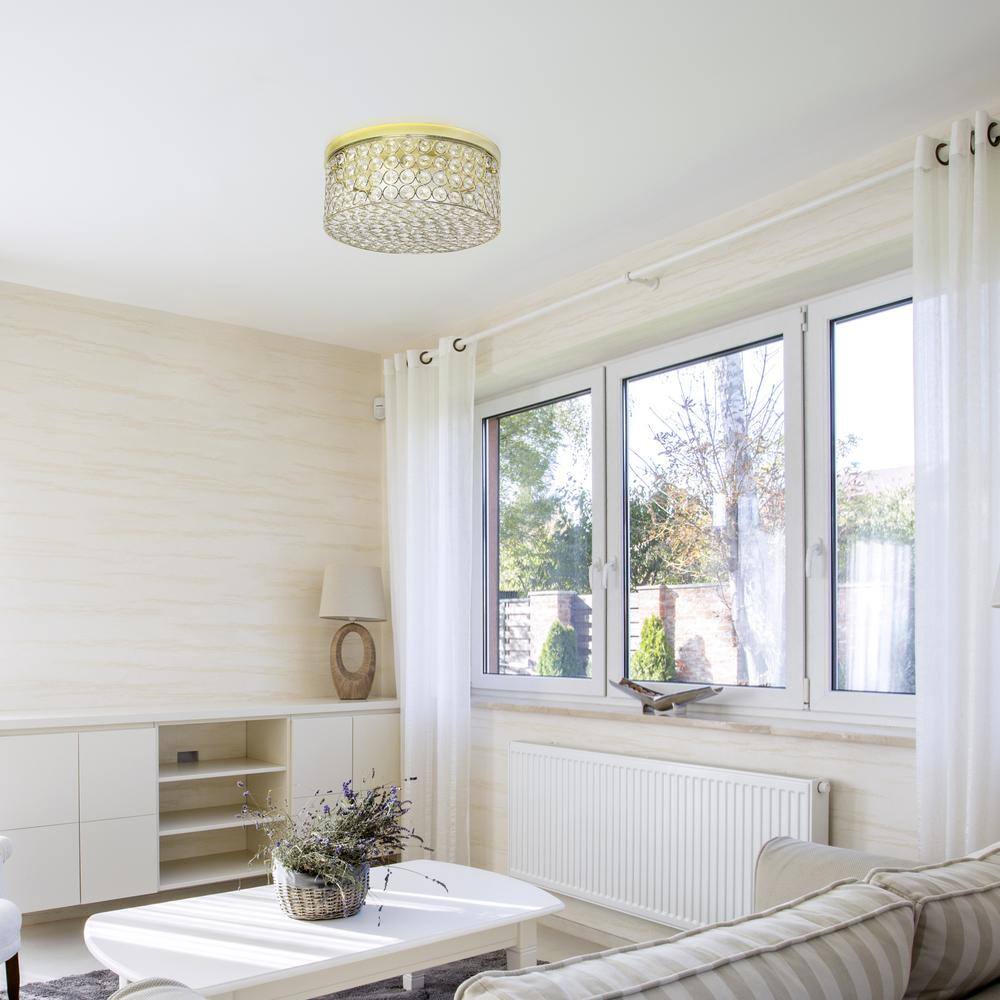 12 in. 2-Light Gold Round Ceiling Flush Mount - Hercitys