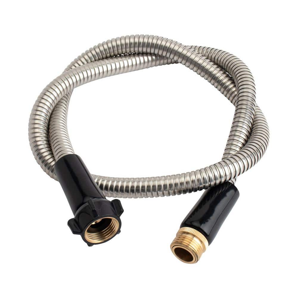 18 mm Dia x 4 ft. 304 Stainless Steel Heavy-Duty Short Water Hose for Outdoor with Female to Male Brass Connector - Hercitys
