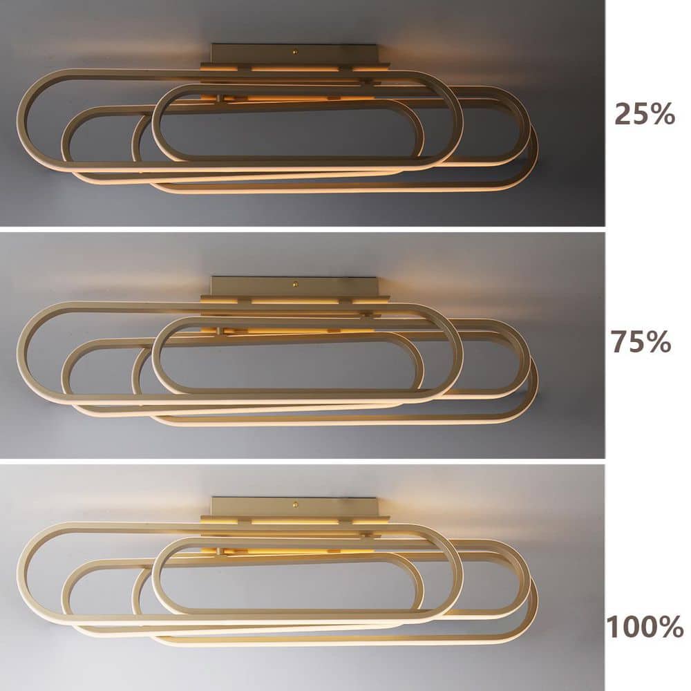 31 in. 40-Watt Flush Mount Gold Modern LED Dimmable Ceiling Light Fixture - Hercitys