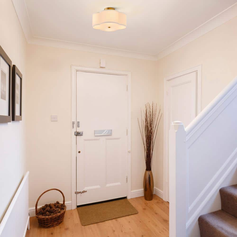 12.6 in. 4-Light Fabric Semi Flush Mount Ceiling Light Fixture with Fabric Shade, Acrylic Diffuser and E26 Bases - Hercitys