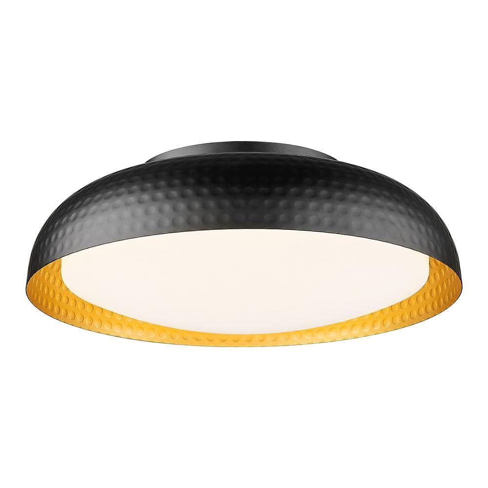 12.1 in. 12-Watt Dimmable 3CCT Adjustable Modern Black Integrated LED Flush Mount with White Acrylic Shade - Hercitys