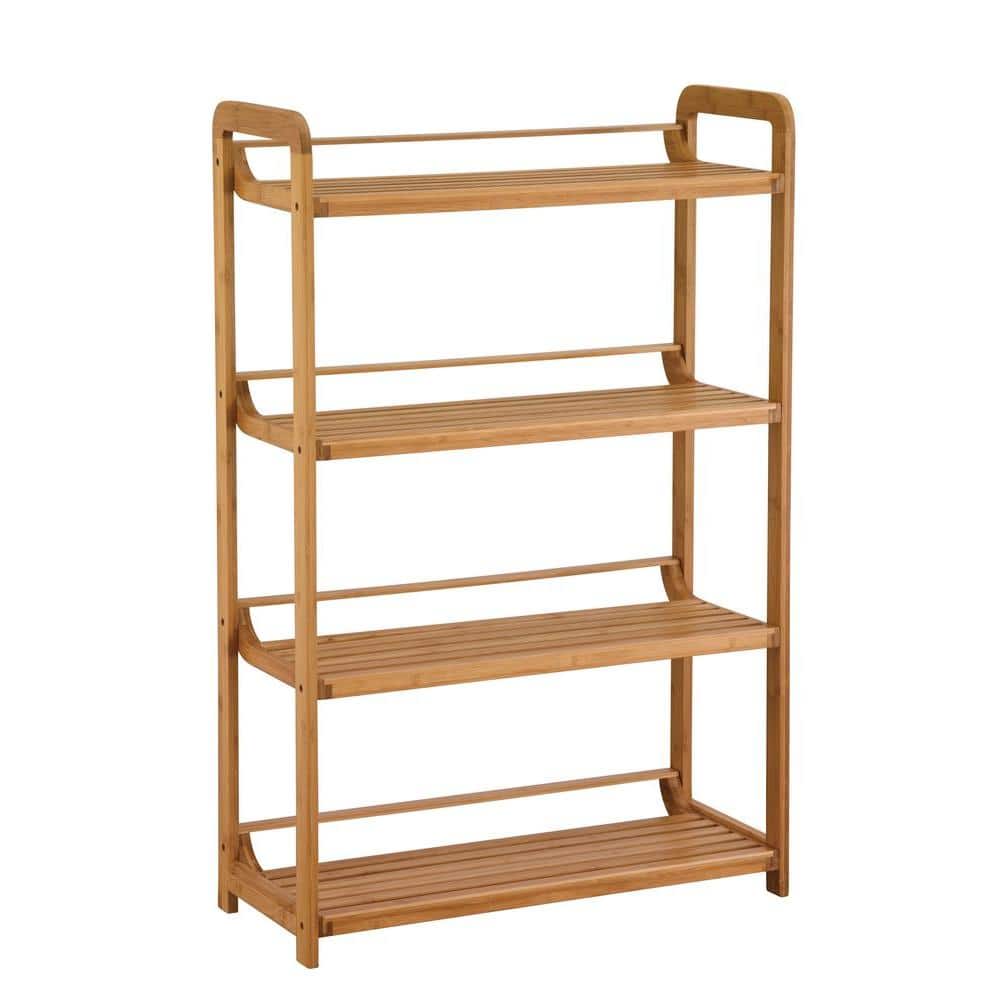 27.75 in. W x 41.13 in. H x 12 in. D Deluxe Bamboo Wood Finish Decorative Bathroom 4-Tier Shelf Shelving Unit - Hercitys
