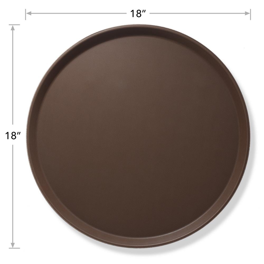 18 in. Round Plastic Non-Slip Serving Trays, Brown – NSF Food Service (Set of 2) - Hercitys