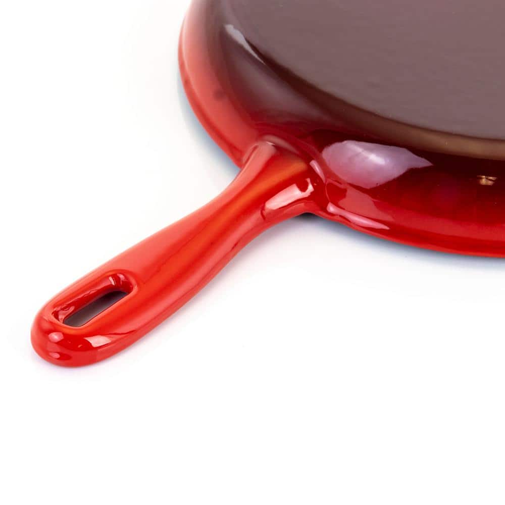 10.25 in. Cast Iron Nonstick Skillet in Red - Hercitys