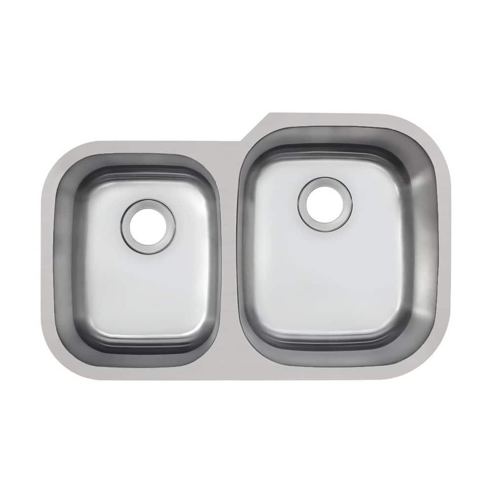 31.5 in. 40/60 Double Bowl Undermount 18 Gauge Stainless Steel Kitchen Sink - Hercitys