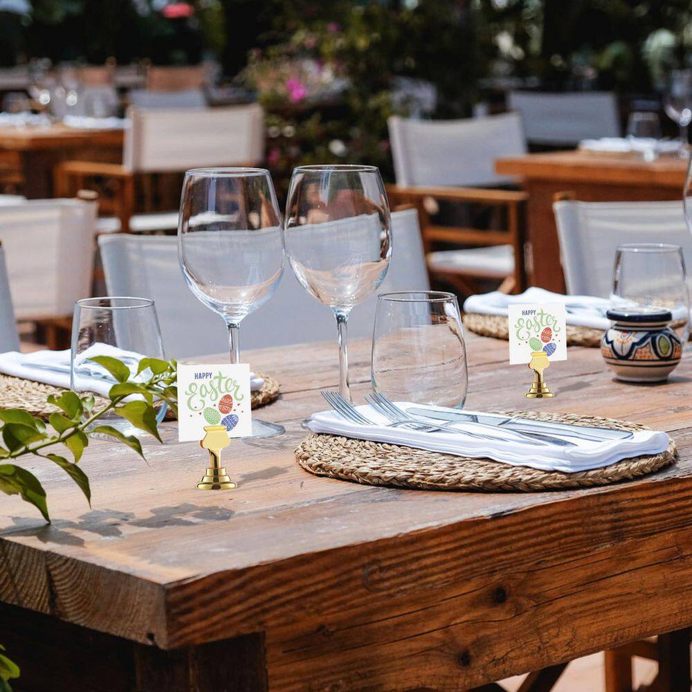 1 in. W x 1.7 in H Gold Solid Stainless Steel Card Place Holder (Set of 16) - Hercitys