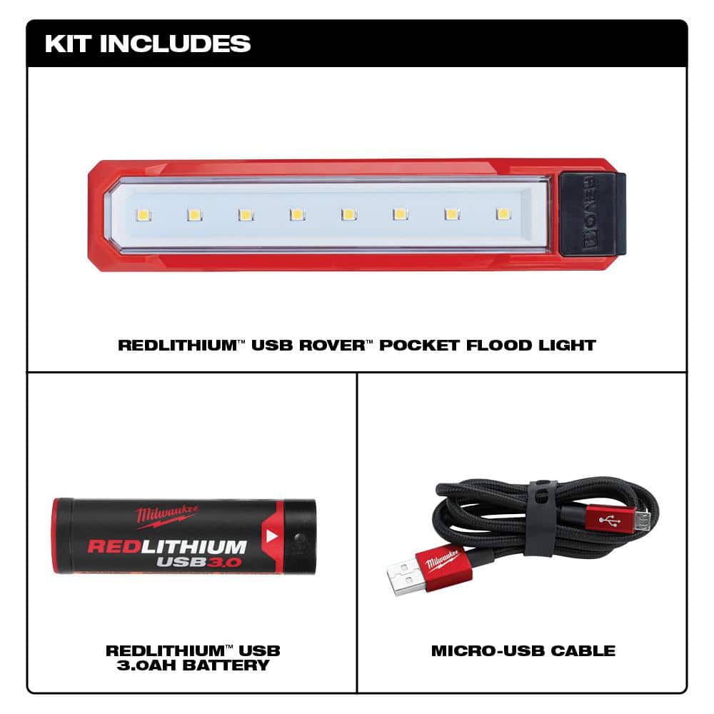 445 Lumens LED Rover Rechargeable Pocket Flood Light & 500 Lumens LED Pivoting REDLITHIUM USB Flashlight (2-Pack) - Hercitys