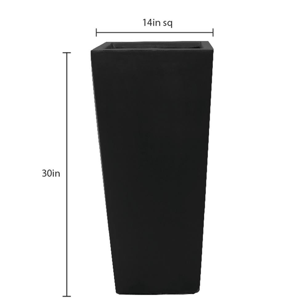 30 in. H Composite Tall Tapered Square Planter in Matte Black - Hercitys