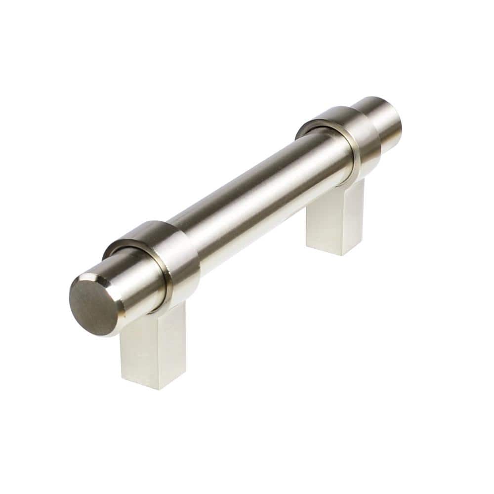 3 in. (76 mm) Center-to-Center Satin Nickel Modern Straight Bar Cabinet Pull (10-Pack) - Hercitys