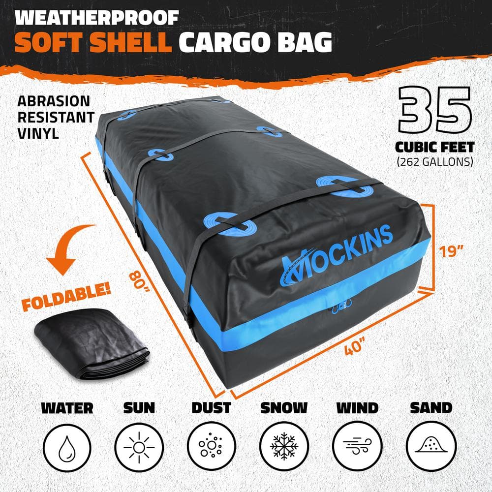 35 cu. ft. Waterproof Rooftop Cargo Carrier Bag 80 in. x 40 in. x 19 in. Roof Bag with Storage Bag and Accessories, Blue - Hercitys