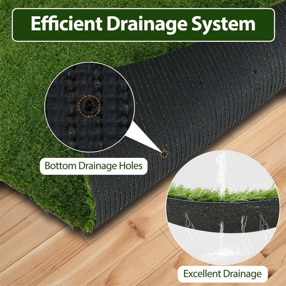 4 ft. x 6 ft. Green Artificial Grass Turf with Drainage Holes Nonslip Bottom 60 OZ Heavy - Hercitys