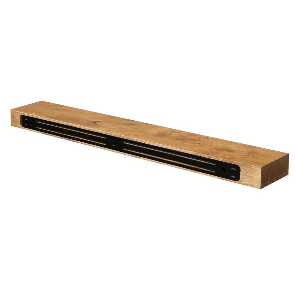48 in. Aged Oak Smooth Timber Floating Shelf-Versatile Wood Mantel and Wall Shelf - Hercitys