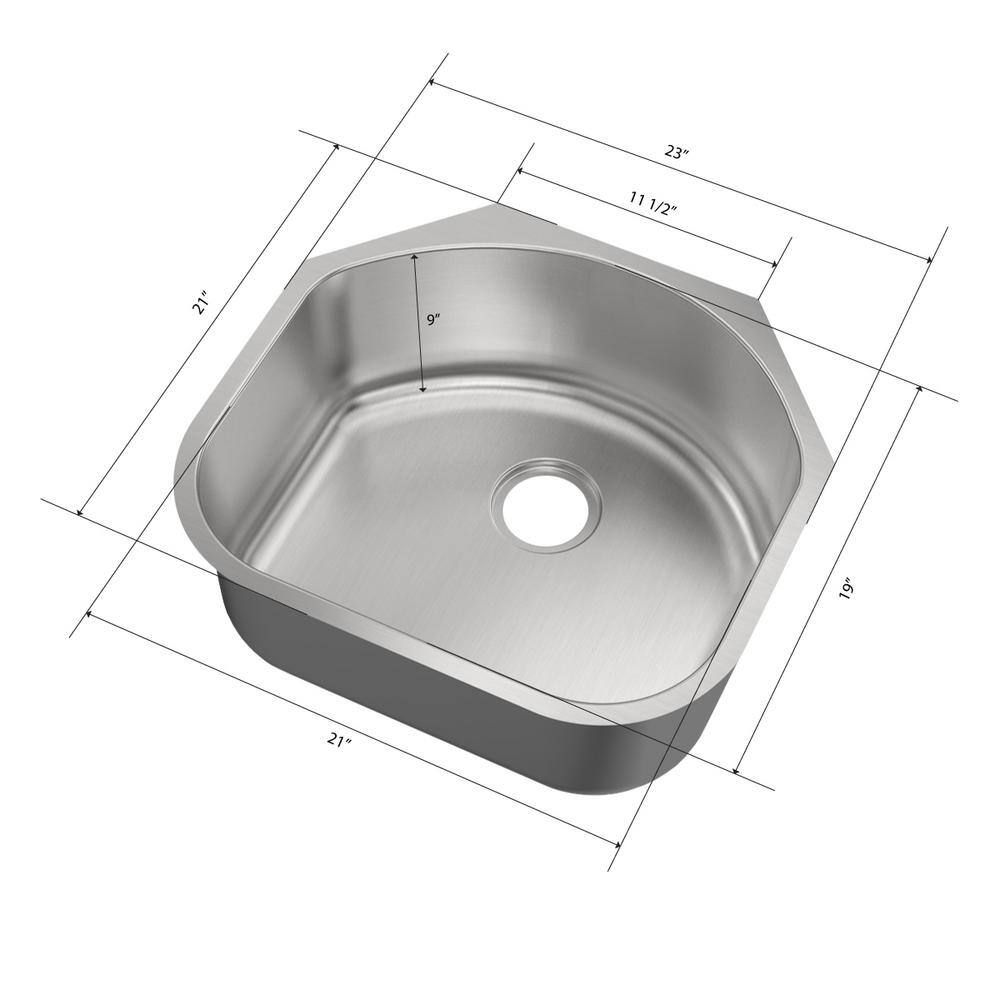 23 in. Undermount Single D-Shape Bowl 18-Gauge Stainless Steel Kitchen Sink with Bottom Grid - Hercitys