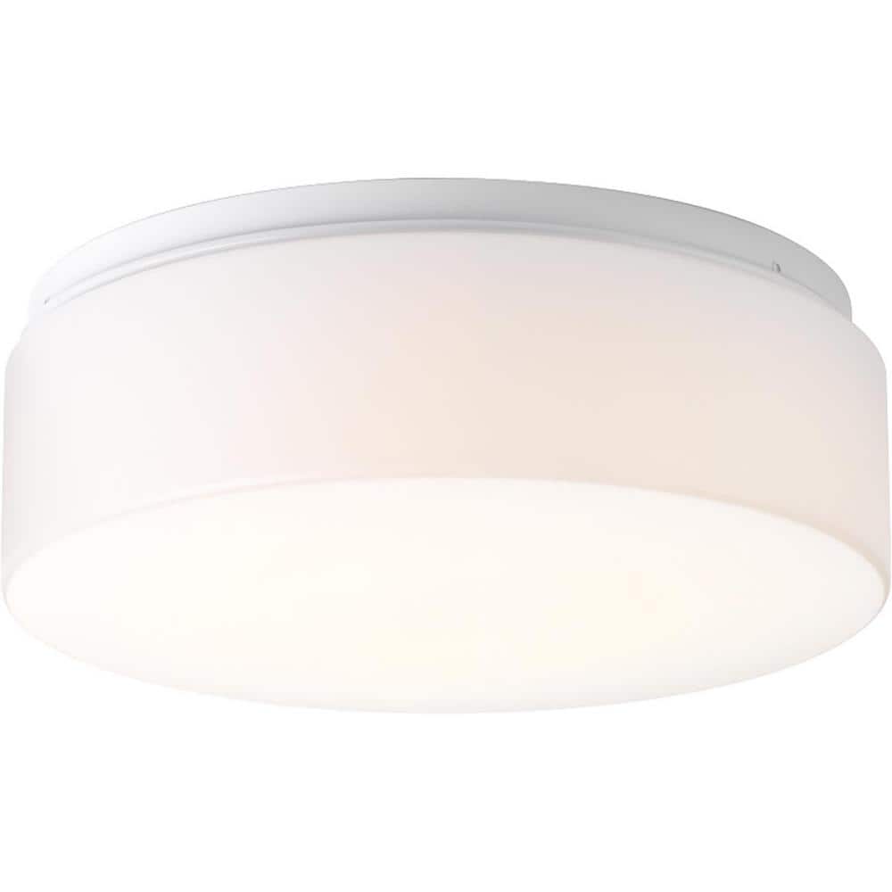 11 in. LED Drums 21-Watt White Integrated LED Flush Mount for Garage and Pantry - Hercitys