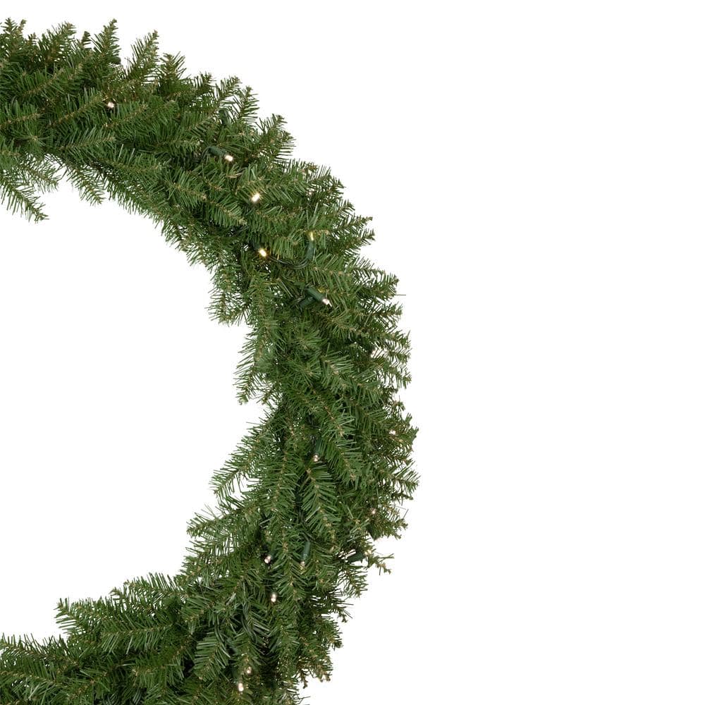 36 in. Green Pre-Lit Rockwood Pine Artificial Christmas Wreath with 150 Warm White LED Lights - Hercitys