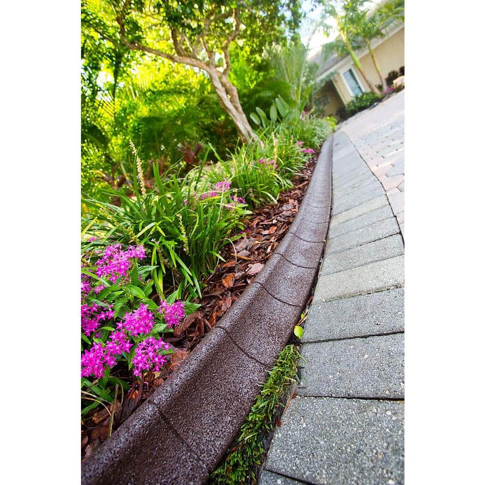 4 ft. Brown Rubber Curb Landscape Edging (4-Pack) - Hercitys