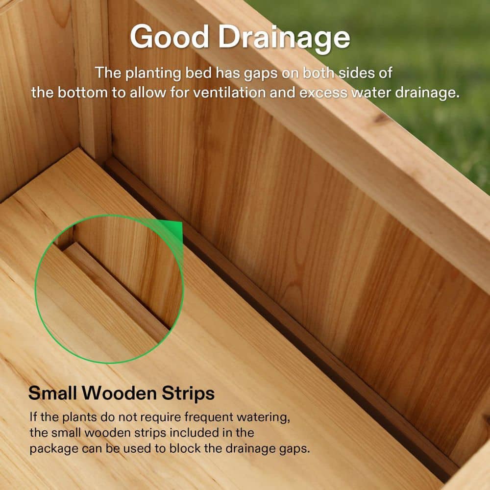 43. 5in. L x 16in. W x 14in. H Wood Raised Garden Bed with Liner - Hercitys