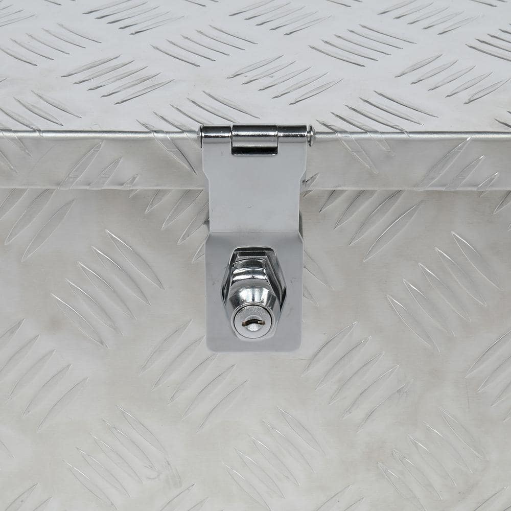 49 in. Silver Diamond Plate Aluminum Underbody Truck Tool Box with Keys - Hercitys