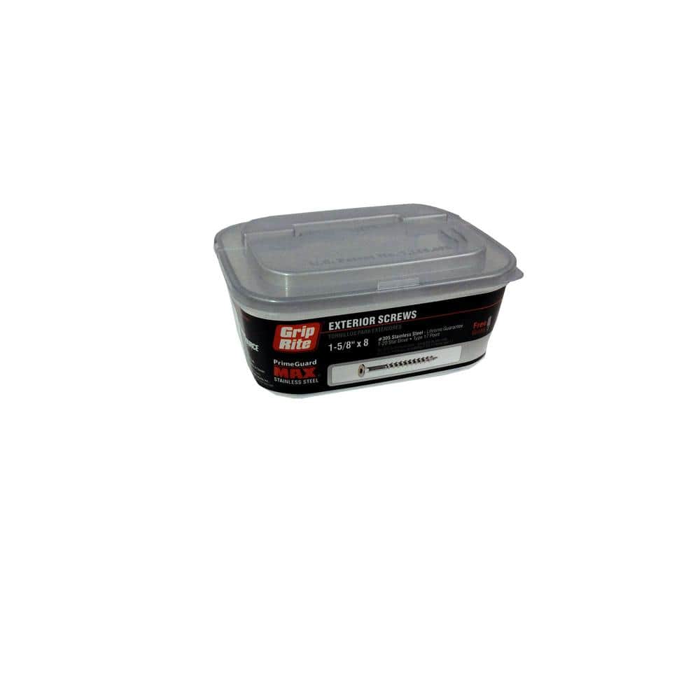 #8 x 1-5/8 in. 305 Stainless Steel Star Drive Bugle Head Coarse Thread Deck Screws 1lb. Box - Hercitys